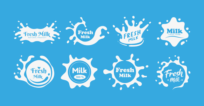 Set of milk splash icon logo vector illustration concept