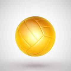 Realistic 3D golden volleyball ball on white background. Award or cup for winner of sport games. Concept of high sports achievement or trophy winning. EPS 10 vector illustration. - 525128042