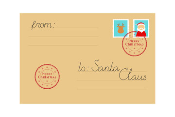 Letter to Santa Claus. Vector illustration.