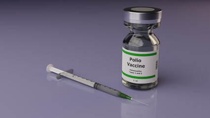 Polio vaccine vial and syringe - obrazy, fototapety, plakaty