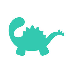 Blank baby dinosaur silhouette for add cute text for kids. Isolated on background.