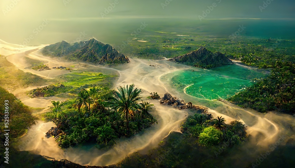 Aufkleber amazing tropical island scenery. beautiful island. aerial view of beach with beach island with blue 