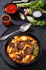 Beef Bourguignon, Beef Burgundy in a black bowl
