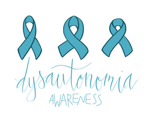 Dysautonomia Awareness Month October promotion banner template with support ribbon.