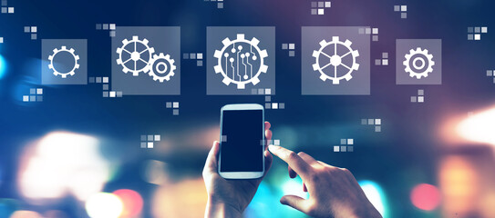 Automation concept with city lights at night