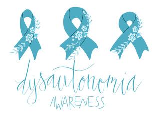 Dysautonomia Awareness Month October promotion banner template with support ribbon.
