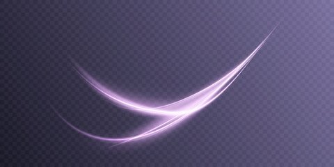 Abstract wavy line of light on a transparent background. Energy flow of light. Vector
