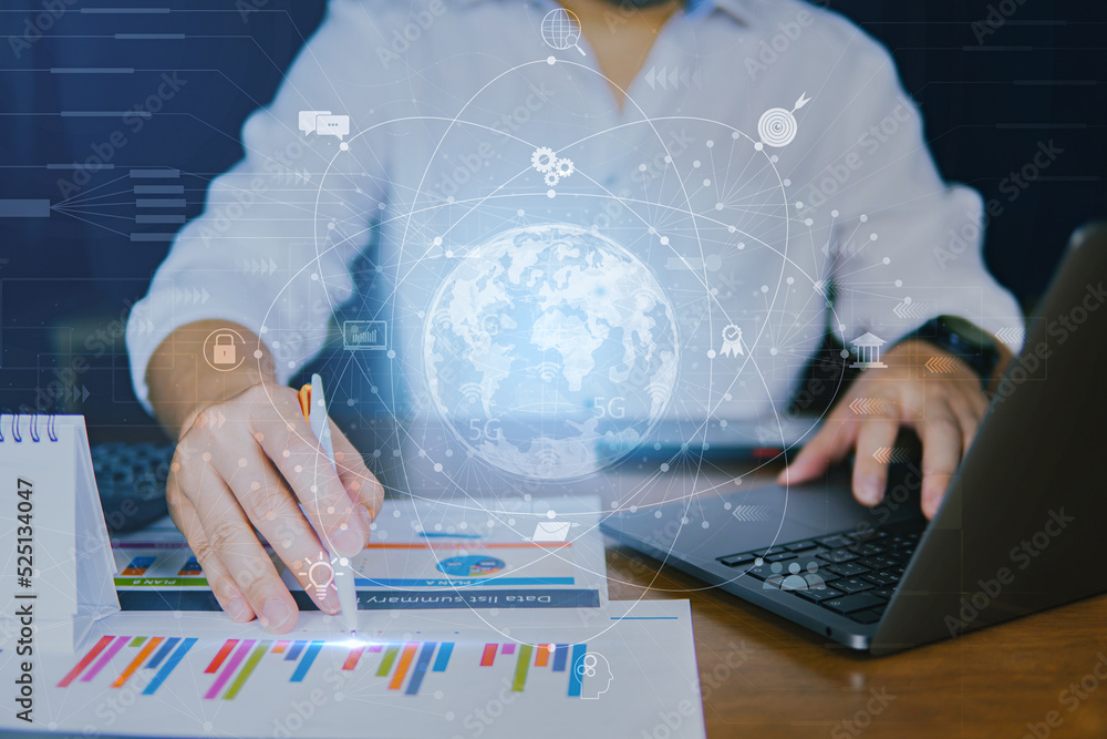 Aufkleber business network global technology concept, global network and data exchange, internet network techn