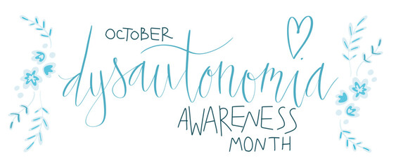 Obraz premium Dysautonomia Awareness Month October promotion banner template with support ribbon.