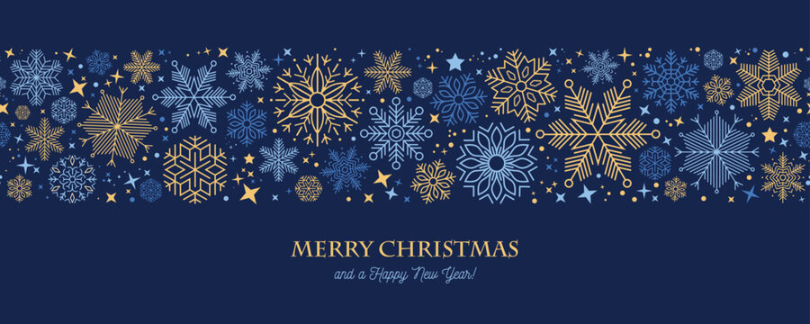 blue christmas card with white snowflakes vector illustration EPS10