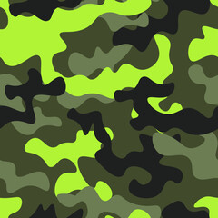 Texture military camouflage seamless pattern. Abstract army and hunting disguise camouflage endless background ornament. Vector illustration.