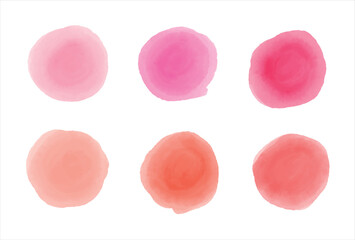 Watercolor vector spots set. Rose color spots Isolated on white background. Selection of color for guests clothes, wedding dress code card. Vector spots icon set