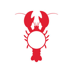 Red shrimp leave a blank space for text. Isolated on white background