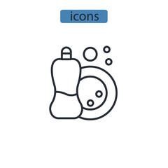 washing dishes icons  symbol vector elements for infographic web