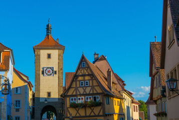 Fototapeta na wymiar Plönlein und Siebersturm Rothenburg ob der Tauber