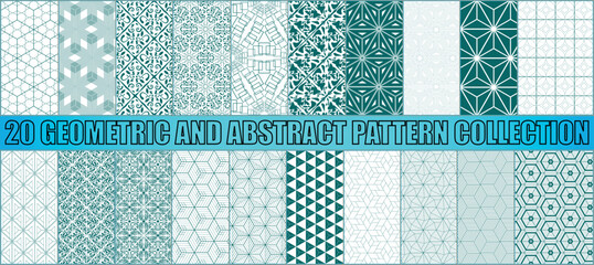 Collection of geometric and abstract patterns. Abstract geometric textures. Seamless vector backgrounds.