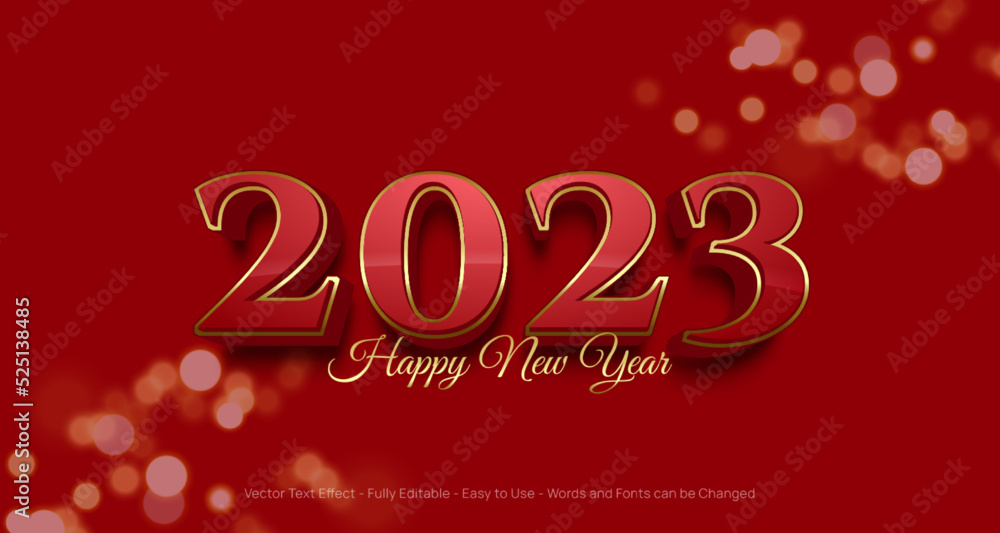 Poster luxury 3d text number happy new year 2023 editable text effect template