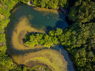 Flight over Marghitas lake, Romania