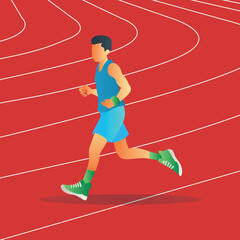 Obraz premium jogging on the track. Vector flat illustration