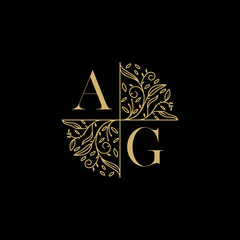AG circle floral wedding logo initial logo design which is good for branding