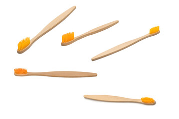 Bamboo toothbrush isolated on a white background.