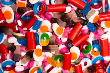 Tasty mix of jelly colorful candies.