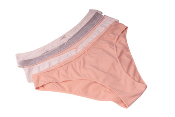 Women cotton panties isolated on white background.
