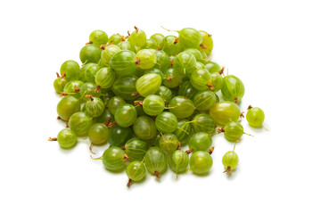 A group of gooseberries isolated on a white background.