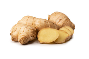 Ginger root isolated on white background.