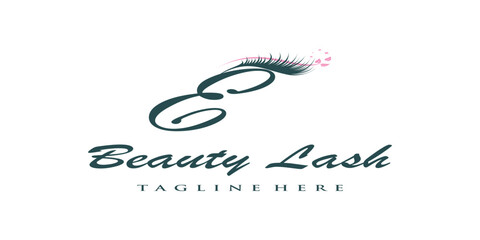 Beauty eyelash logo with letter h concept design premium vector
