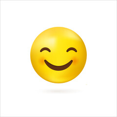 3D yellow face emoticons with smiling eyes