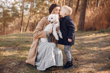 Fototapeta premium Mother with son playing in a summer park