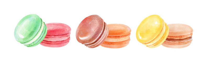 Watercolor illustration of Macarons