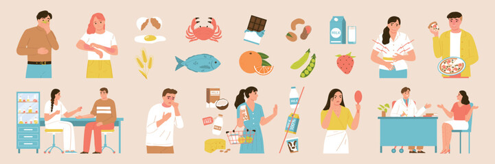 Food Allergy Color Icon Set