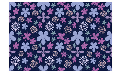 Floral Repeated Pattern Tree Leaves design for allover print, textile febric Navy Background Red blue Pink green color Allover design 