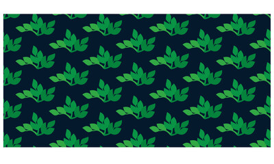 Floral Repeated Pattern Tree Leaves design for allover print, textile febric Navy Background green color Allover design 
