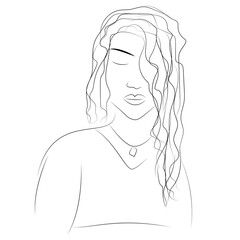 Lines and contours, modern art and minimalism, female silhouette, simple strokes, black, sketches, abstract ideas