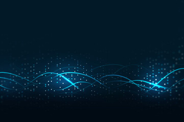 Modern digital technology dots wave background