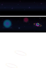 Space scene with planets, stars and galaxies. Panorama. Horizontal view for a glass panels . Template banner