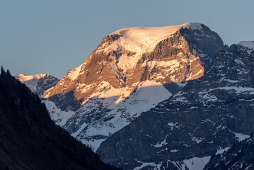 alpine mountain peak close up. Tödi mountain. Switzerland landmark