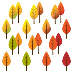Obraz premium colorful autumn trees vector illustrations set