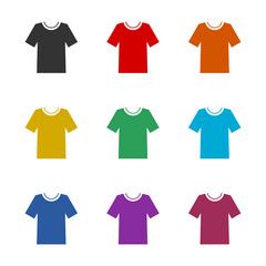 Colorful man t-shirt templates. Set icons colorful