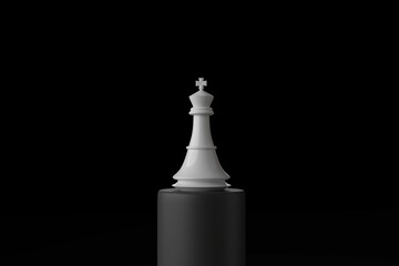 Business concept design with chess pieces on black blackground. 3D illustration