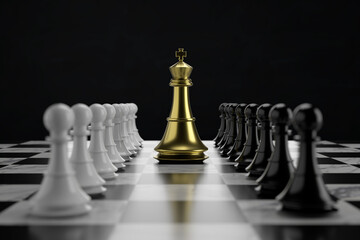 King on Chess Board. 3d illustration