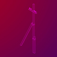 Electrical transmission tower pylon. Wireframe vector illustration