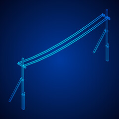 Electrical transmission tower pylon. Wireframe vector illustration