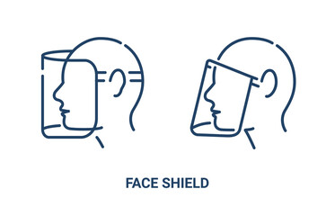 Face shield mask icon. Face glasses eye protection safety vector outline screen visor