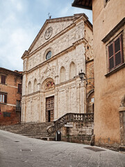 Fototapeta na wymiar Montepulciano, Siena, Tuscany, Italy: the ancient church of Sant'Agostino in the old town of the medieval picturesque town