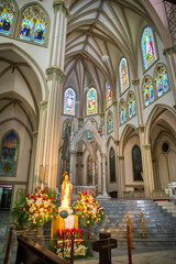 Guayaquil, Guayas, Ecuador - November, 2013: Interior of the Cathedral of Guayaquil, in the downtown area. Neogothic style and built between 1924-1937. It's a replica of the old 1547 original.