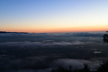 dawn over small town